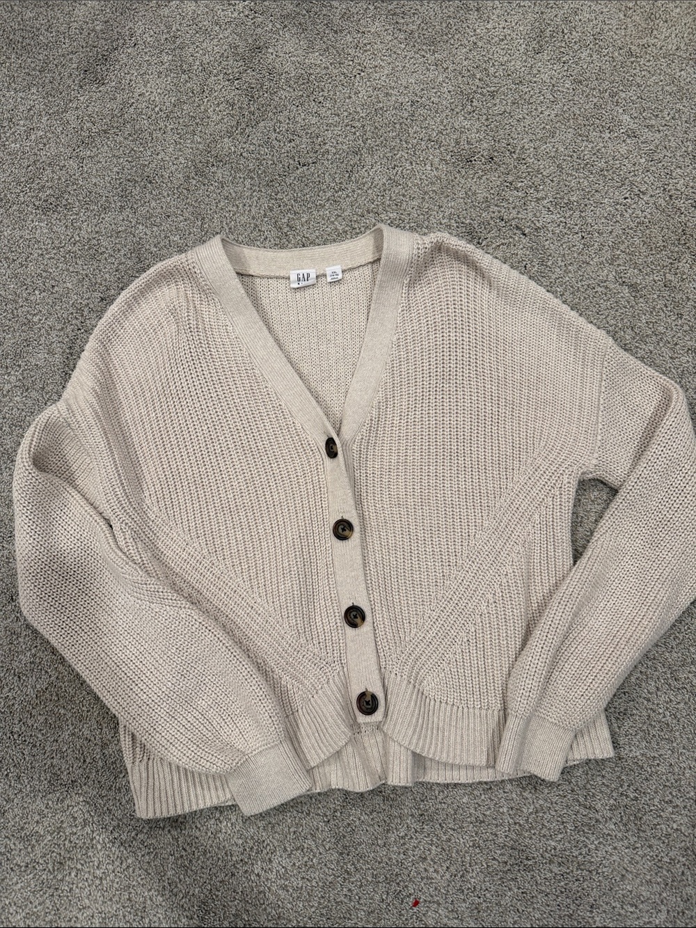 GAP Neutral Cream Button-Front Knit Cardigan